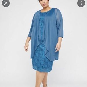 Worn once elegant soft teal blue jacket dress